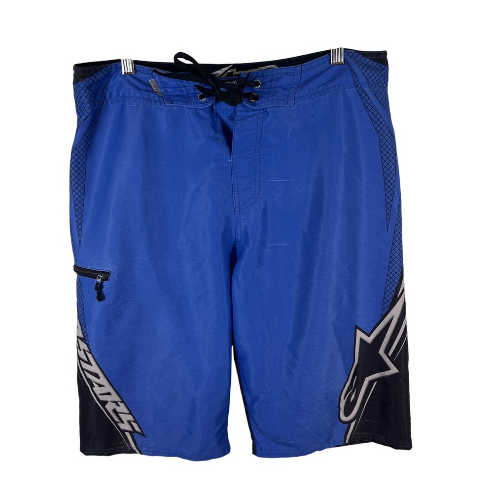 Alpinestars Tech Series Board Shorts Mens 32 Blue Black 2-Way Stretch Swim Trunk